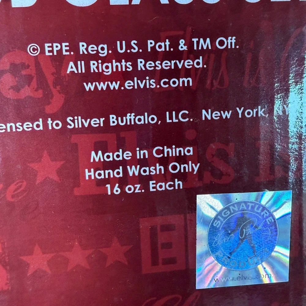 Elvis Presley Pub Glass Set 16oz Silver Buffalo Rock and Roll Memorabilia 2pk